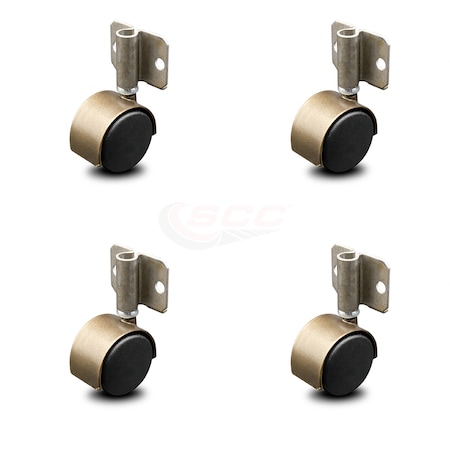 Service Caster 2 Inch Antique Brass Hooded Nylon Wheel Casters with Side Mount Set SCC SCC-GR02S50D-NYS-WA-716X78-CB180-4